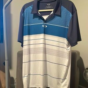 Oakley Men's Blue and White Polo Shirt